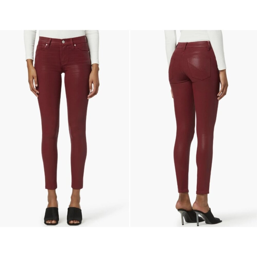 Hudson Jeans Nico Mid Rise Super Skinny Cabernet Coated Red ( 24 )